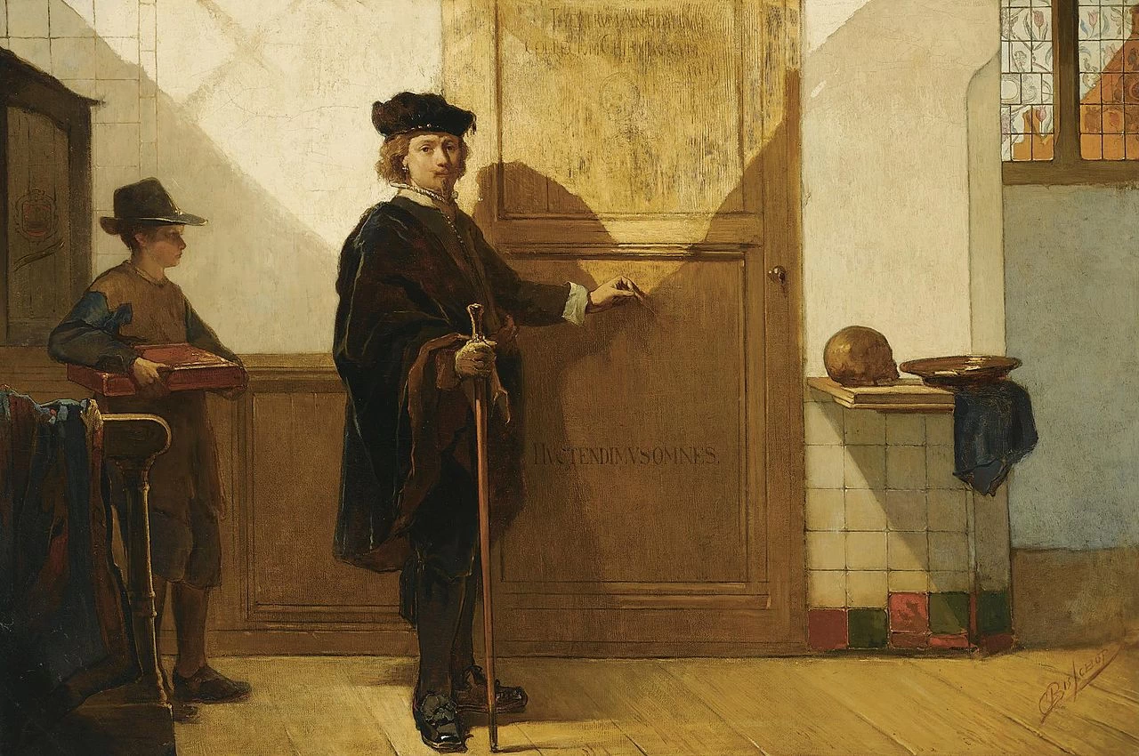 Rembrandt davanti alla porta del Theatrum anatomicum